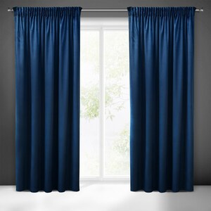 Long navy curtains pencil pleat| Navy curtains bedroom| Navy velvet curtains UK| Navy blue curtains|  Navy curtains velvet