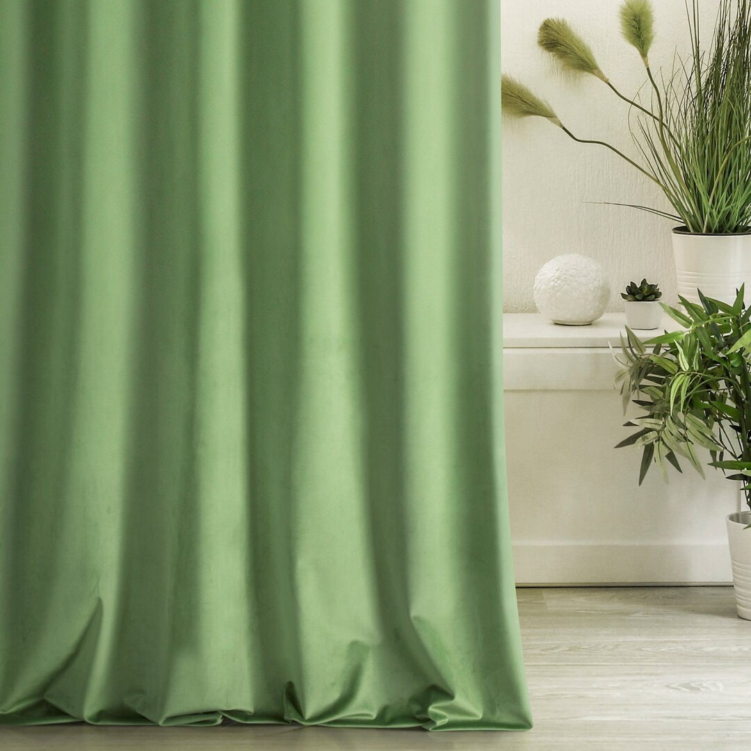 Green Velvet Curtains Ukluxury Custom Curtains for Living Roombedroom