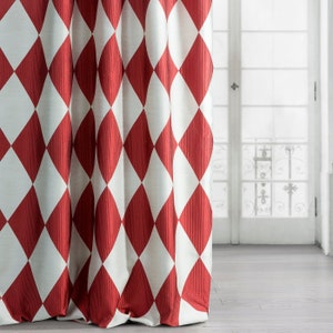 Custom white and red curtains UK|Luxury custom curtains for living room|Bedroom curtains UK|Custom made curtains|Made to measure curtains UK
