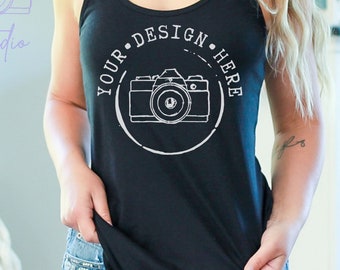 Black Tank Top Mockup | Next Level 1533 Model (PNG)