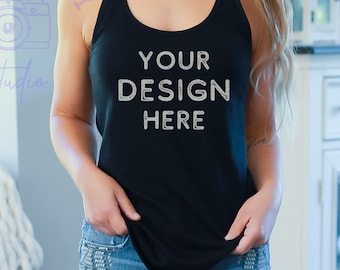 Next Level 1533 Black Tank Top Mockup | POD Template (PNG)