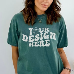 Comfort Colors Blue Spruce Mockup, C1717 Tshirt Mockup, Model Mockup, Green Shirt Mockup, Dark Green Comfort Colors Unisex Tee Mockup