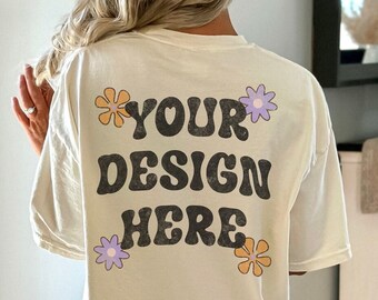 Comfort Colors C1717 IVORY Shirt Mockup, Back Of Shirt Mockup, Oversized Comfort Colors Mock Ups, Back Mockup, Backside Mockup