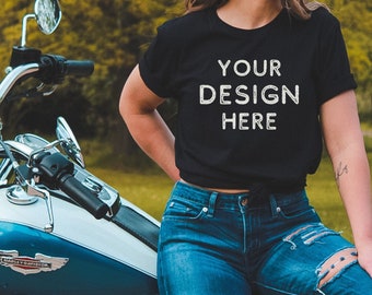 Mockup Bella Canvas 3001 zwart | Buitenmodel (digitale download)
