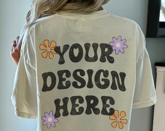 Comfort Colors C1717 IVORY Shirt Mockup, Back Of Shirt Mockup, Oversized Comfort Colors Mock Ups, Back Mockup, Backside Mockup