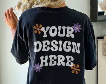 Comfort Colors C1717 SCHWARZ Shirt Mockup, Rückseite Mockup, Oversized Comfort Colors Mockup