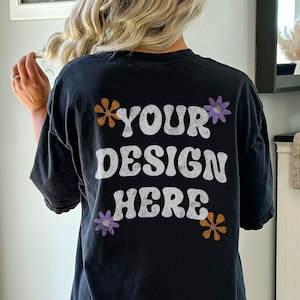 Comfort Colors C1717 BLACK Shirt Mockup, Back Of Shirt Mockup, Oversized Comfort Colors Mock Ups, Back Mockup, Backside Mockup