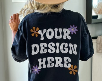 Comfort Colors C1717 SCHWARZ Shirt Mockup, Rückseite Mockup, Oversized Comfort Colors Mockup