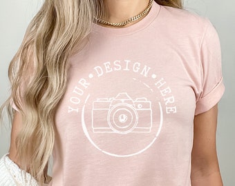 Model T-shirt Bella Canvas 3001 gemêleerd perzik