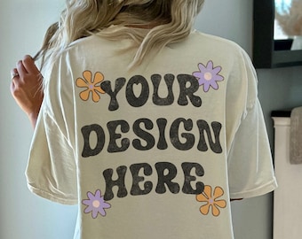 Comfort Colors C1717 IVORY Shirt Mockup, Back Of Shirt Mockup, Oversized Comfort Colors Mock Ups, Back Mockup, Backside Mockup