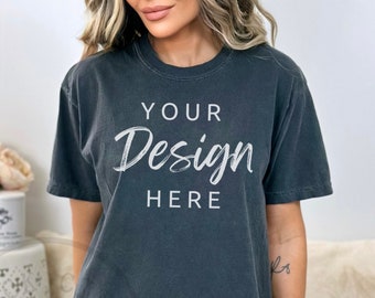 Comfort Colors C1717 Pepper Shirt Mockup, Tshirt Mockup, Graues T-Shirt Mockup, Oversized Shirt Model Mockup, Comfort Colors Shirt Mockup, Trendy