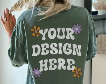 Comfort Colors C1717 MOSS Shirt Mockup, Rückseite Mockup, Oversized Comfort Colors MockUps, Rückseite Mockup
