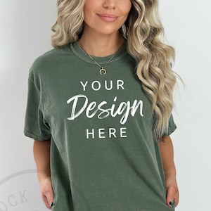 Comfort Colors C1717 Moss Shirt Mockup, Tshirt Mockup, Green Tee Mockup, Oversized Shirt Model Mockup, Comfort Colors Shirt Mockup, Trendy