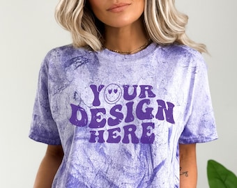 Comfort Colors 1745 Amatista, Comfort Colors Color Blast, Maqueta de Amatista, Maqueta de Camisa Púrpura, Maqueta de Comfort Color, Maqueta de Camiseta Tye Dye