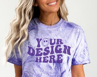 Comfort Colors 1745 Amatista, Comfort Colors Color Blast, Maqueta de Amatista, Maqueta de Camisa Púrpura, Maqueta de Comfort Color, Maqueta de Camiseta Tye Dye
