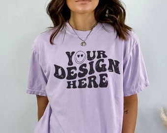 Comfort Colors Orchidee Mockup, C1717 Tshirt Mockup, Modell Mockup, Hell Lila Shirt Mockup, Orchid Comfort Colors Unisex T-Shirt Mockup