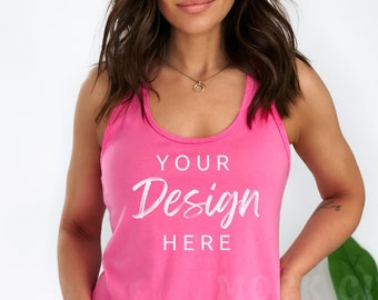 Next Level Tri-Blend Racerback Tank – Super Soft Vintage Shocking Pink, Size Large
