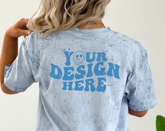 Comfort Colors 1745 Ocean, Comfort Colors Color Blast, Back Of Shirt Mockup, Blue Shirt Mockup, Comfort Color Mockup, Tye Dye Tshirt Mockup