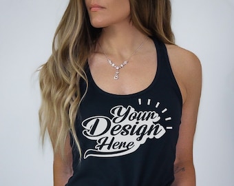Black Tank Top Mockup | Next Level 1533 Model (PNG)