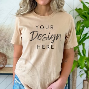 Bella Canvas 3001 TShirt Mockup / Sand Dune Bella Canvas Shirt Mockup / Brown Shirt Mockup / TShirt Mockup / Tee Mockup / Model Mockup immagine 1