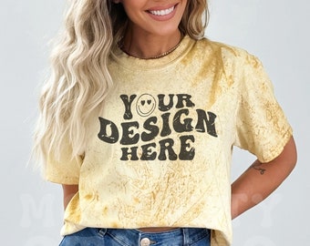 Comfort Colors 1745 Citrine, Comfort Colors Color Blast, Citrine Mockup, Yellow Shirt Mockup, Comfort Color Mockup, Tye Dye Tshirt Mockup
