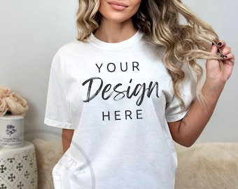 Comfort Colors C1717 White Shirt Mockup, Tshirt Mockup, White  c1717, White TShirt Model Mockup, Comfort Colors Shirt Mockup, Trendy mock