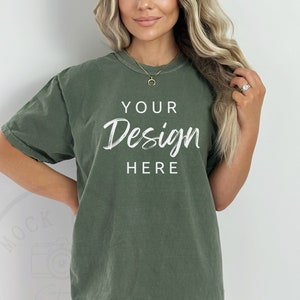 Comfort Colors C1717 Moss Shirt Mockup, Tshirt Mockup, Green Tee Mockup, Oversized Shirt Model Mockup, Comfort Colors Shirt Mockup, Trendy