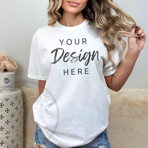 Comfort Colors C1717 White Shirt Mockup, Tshirt Mockup, White  c1717, White TShirt Model Mockup, Comfort Colors Shirt Mockup, Trendy mock