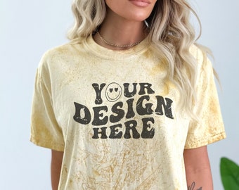 Comfort Colors 1745 Citrine, Comfort Colors Color Blast, Citrine Mockup, Yellow Shirt Mockup, Comfort Color Mockup, Tye Dye Tshirt Mockup