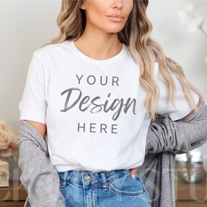 Bella Canvas 3001 Mockup, White T-shirt Mockup| Model Shirt Mockup| Simple Shirt Mockups| Mockup TShirt
