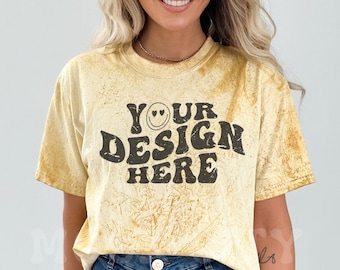 Comfort Colors 1745 Citrine, Comfort Colors Color Blast, Citrine Mockup, Yellow Shirt Mockup, Comfort Color Mockup, Tye Dye Tshirt Mockup