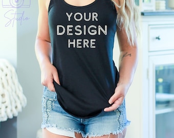 Next Level 1533 Black Tank Top Mockup | Summer Apparel (PNG)