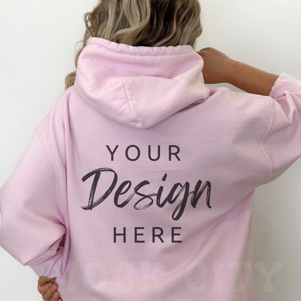 Gildan 18500 Light Pink Mockup | Gildan Back Hoodie Mockup | Hoodie Backside Mockup | Pink 18500 Gildan Oversized Hoodie Mock Pink