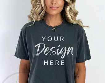 Comfort Colors C1717 Pepper Shirt Mockup, Tshirt Mockup, Graues T-Shirt Mockup, Oversized Shirt Model Mockup, Comfort Colors Shirt Mockup, Trendy