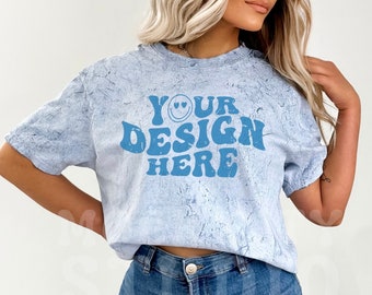 Comfort Colors 1745 Ocean, Comfort Colors Color Blast, Ocean Mockup, Blue Shirt Mockup, Comfort Color Mockup, Tye Dye Tshirt Mockup