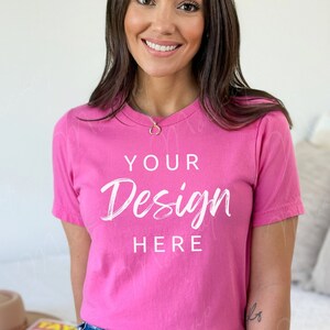 Bella Canvas 3001 Charity Pink Mockup, Tshirt Mockup, Bella Shirt Mockup, Model Mockup, Womens Tee Mock, 3001 Charity Pink Mock up