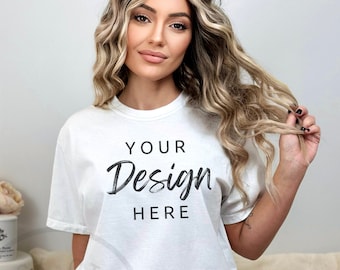 Comfort Colors C1717 White Shirt Mockup, Tshirt Mockup, White  c1717, White TShirt Model Mockup, Comfort Colors Shirt Mockup, Trendy mock