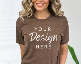 May include: A brown t-shirt with the text "YOUR Design HERE" in white.