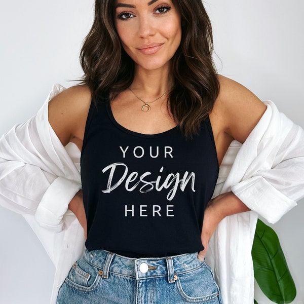 Next Level 1533 Mockup, Black Tank Top Mockup, Black Next Level 1533, Racerback Tank Mock up, Black Shirt Mockup, Racer Tank Model Mockup