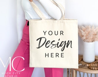 Mockup de sacola de lona, mockup de sacola de sublimação, mockup de sacola de compras de lona de algodão, sacolas Liberty Tote OAD113, mockup de sacola natural