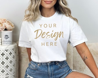 Comfort Colors C1717 White Shirt Mockup, Tshirt Mockup, White  c1717, White TShirt Model Mockup, Comfort Colors Shirt Mockup, Trendy mock