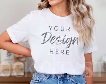 Bella Canvas 3001 Mockup Camiseta Branca Mockup Modelo Camisa Mockup Camisa Simples Mockups Mockup Camiseta