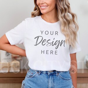 Bella Canvas 3001 Mockup White T-shirt Mockup Model Shirt Mockup Simple Shirt Mockups Mockup TShirt