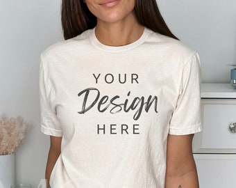 Gildan Natural Tshirt Mockup, Gildan 64000 Mockup, Soft Style T Shirt Mock up, Natural Tshirt Mockup