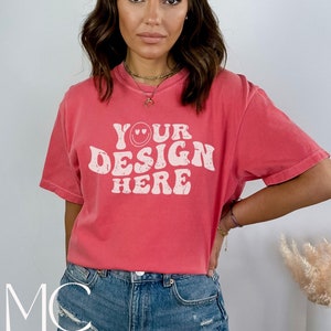 Comfort Colors Watermelon Mockup, C1717 Tshirt Mockup, Model Mockup, Pink Shirt Mockup, Watermelon Unisex Tee Mockup