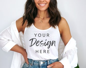 Next Level 1533 Mockup, White Mockup, Branco Next Level 1533, Racerback Tank Mockup, Summertime Mockup, Racer Tank Model Mockup, Quatro de Julho