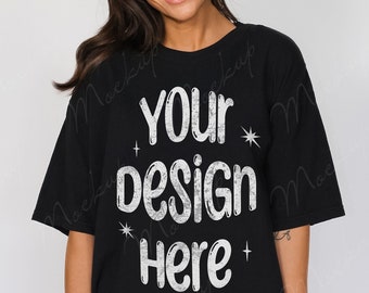 Comfort Colors C1717 Black Shirt Mockup, Oversized Mockup, Black Tshirt Mockup, Comfort Colors Model Mockup