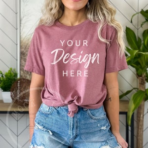 Bella Canvas 3001 TShirt Mockup | Heather Mauve Bella Canvas Shirt Mockup | Fall Mockups | TShirt Mockup | Summer Tee Mockup | Simple Mockup image 1