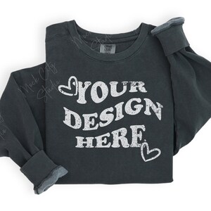 Comfort Colors 1566 Pepper Mockup, Folded Sweatshirt Mockup, Flat Lay Pepper Sweatshirt Mockup, 1566 Comfort Colors Crewneck Mockup