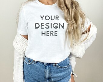 Bella Canvas 3001 White T-Shirt Mockup | Model Mockup (PNG)